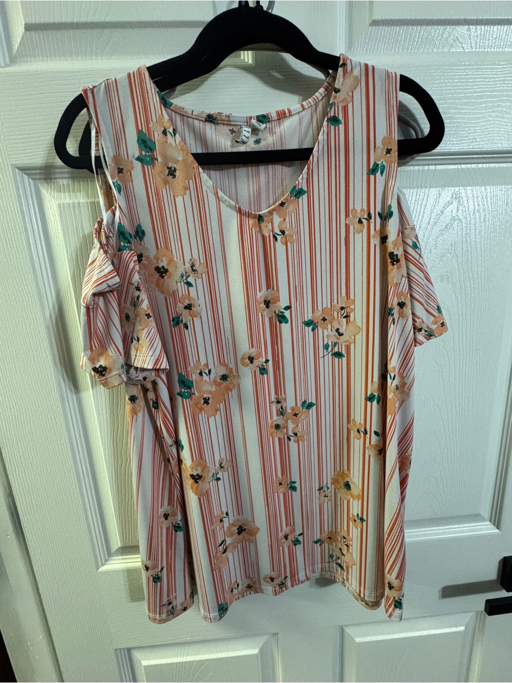 Elle Pink and Yellow Floral Cold-Shoulder Blouse